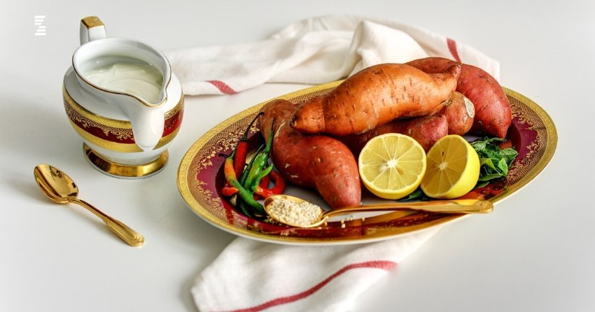 Roasted Sweet Potatoes with Chile Yogurt and Mint